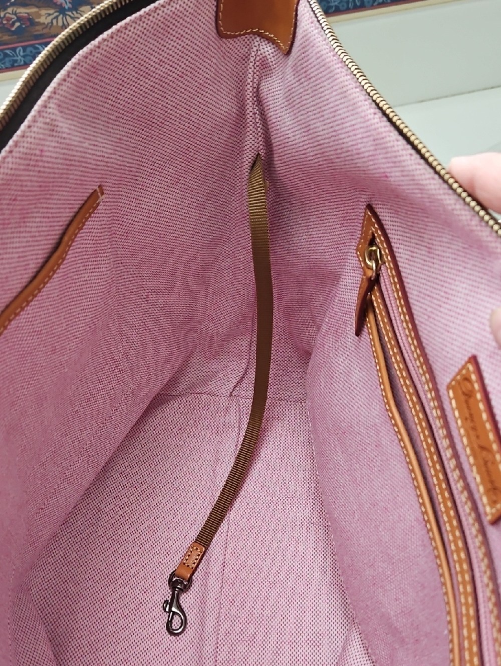 Dooney & Bourke Large Color Block White & Black Smooth Leather Tobi Tote - Picture 6 of 14